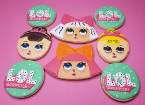 Eight LOL decorated Cookies