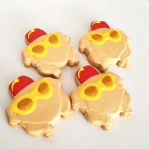 Four red and yellow decorated Cookies