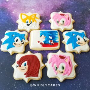 Seven cartoon character decorated Cookies