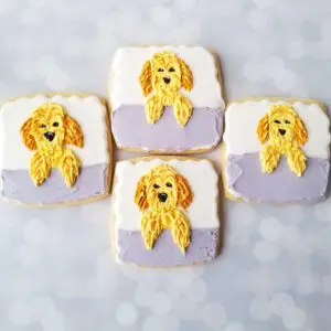 Four white and yellow decorated Cookies