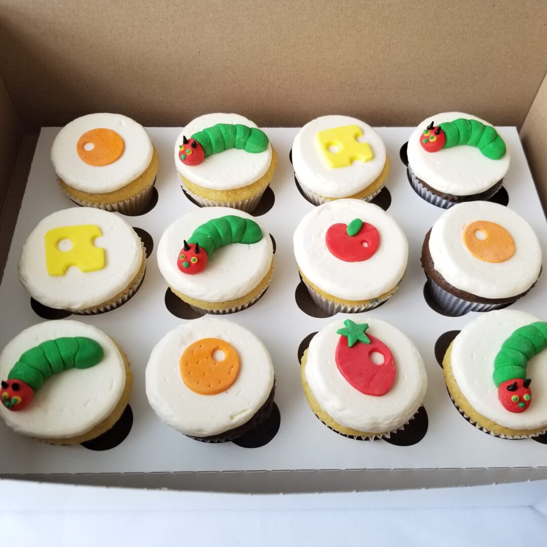 Twelve round shape decorated Cupcakes