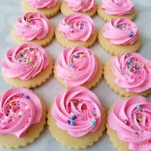 Cookies with pink flower decorated Cookies