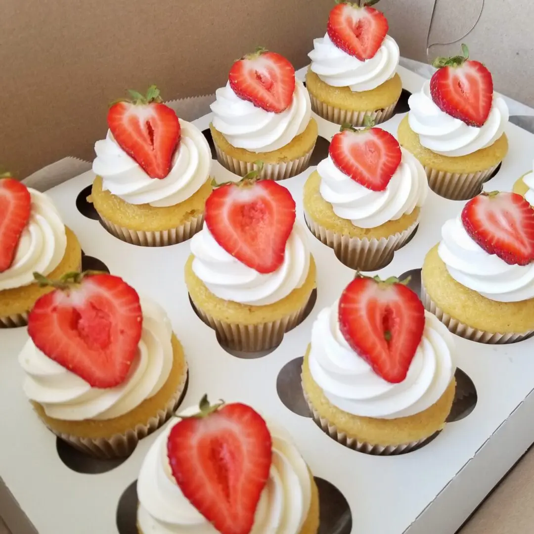 Strawberry topping decorated Cupcakes