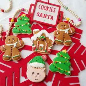Six Santa shape decorated Cookies