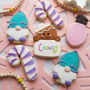 Six hockey stick shape decorated Cookies