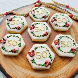 Seven fifty written decorated Cookies