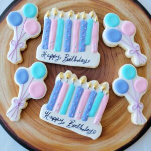 Six candle with baloon decorated Cookies