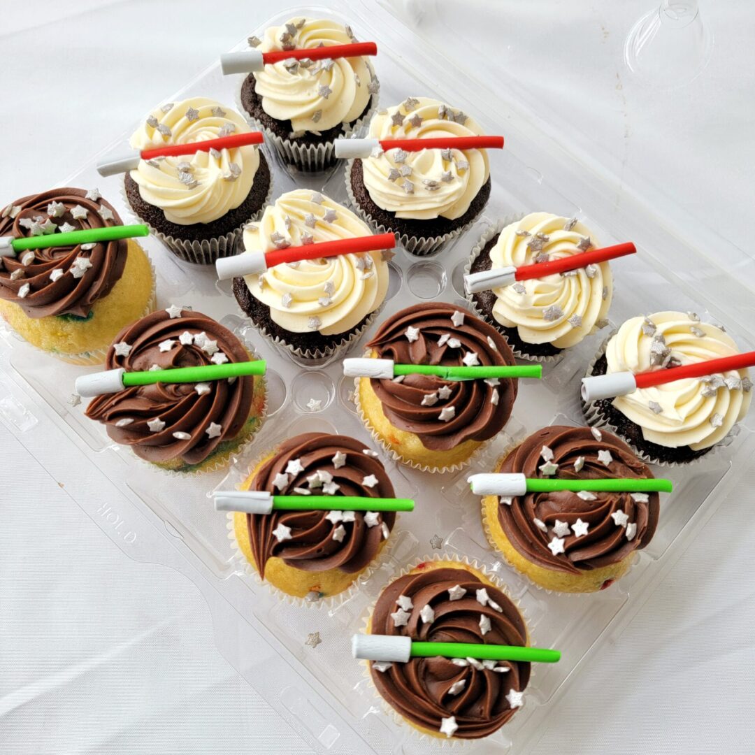 Stick topping decorated Cupcakes