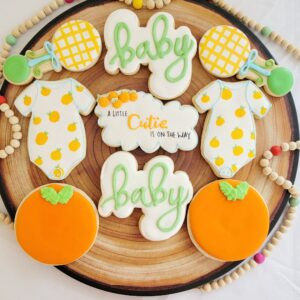 Nine baby written decorated Cookies