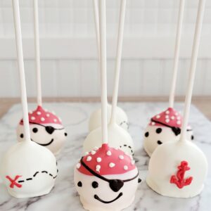 White and pink round decorated Cake Pops