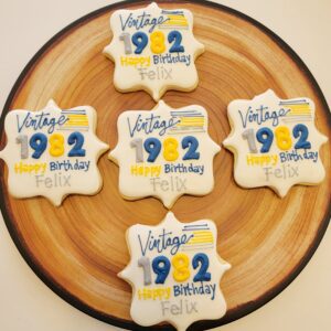 Five 1982 written decorated Cookies