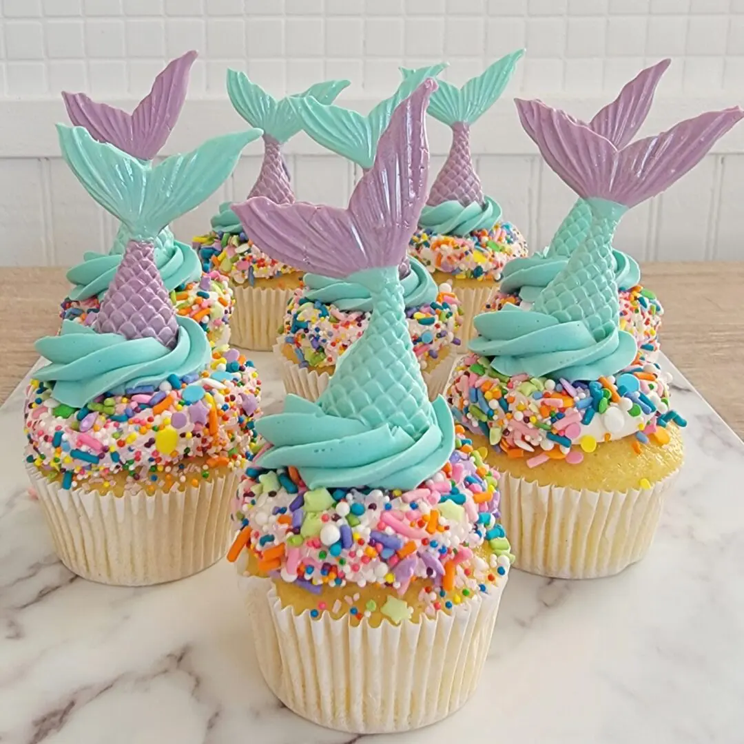 Fish with sprinkle topping decorated Cupcakes