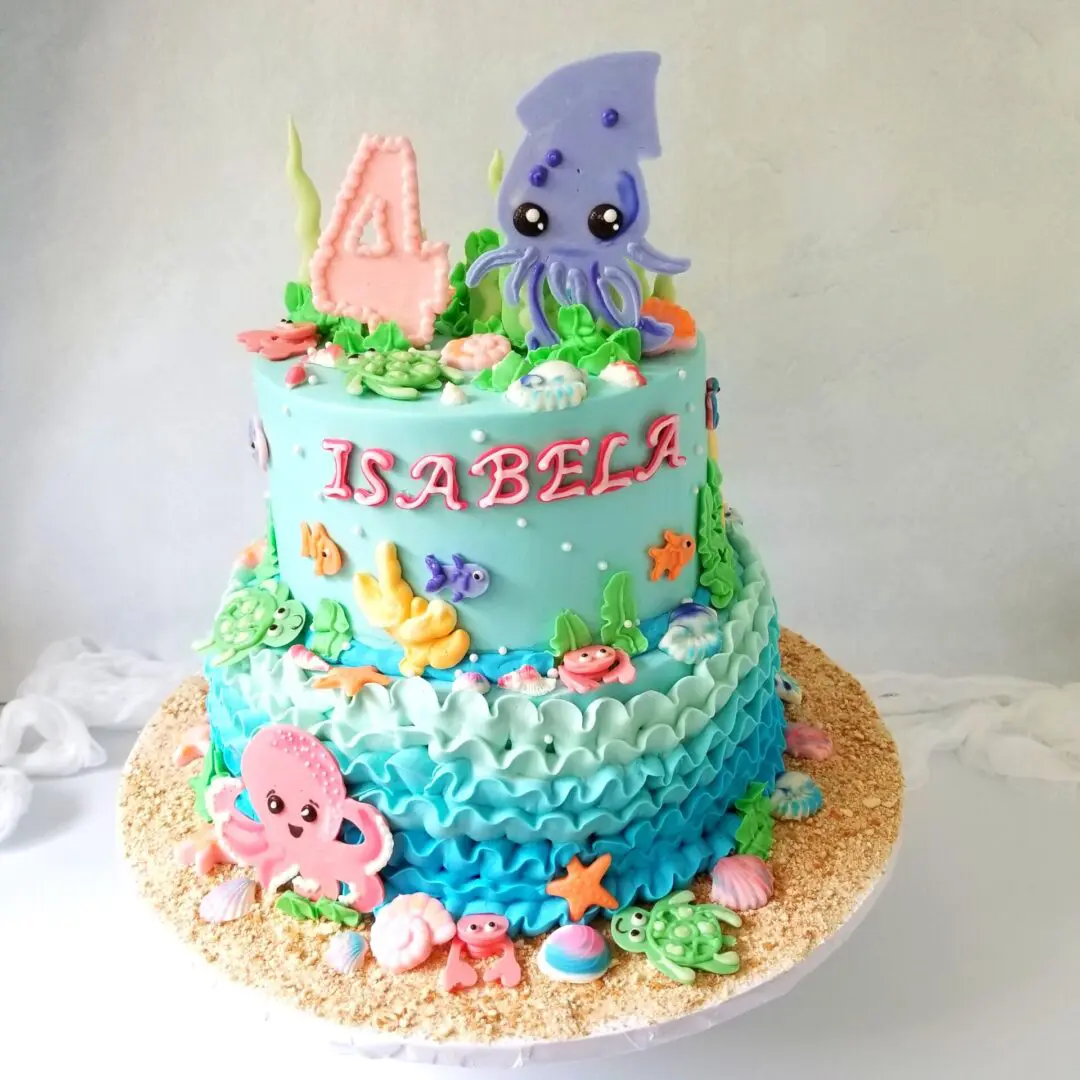 Two tier sky Isabela Girl Birthday Cake