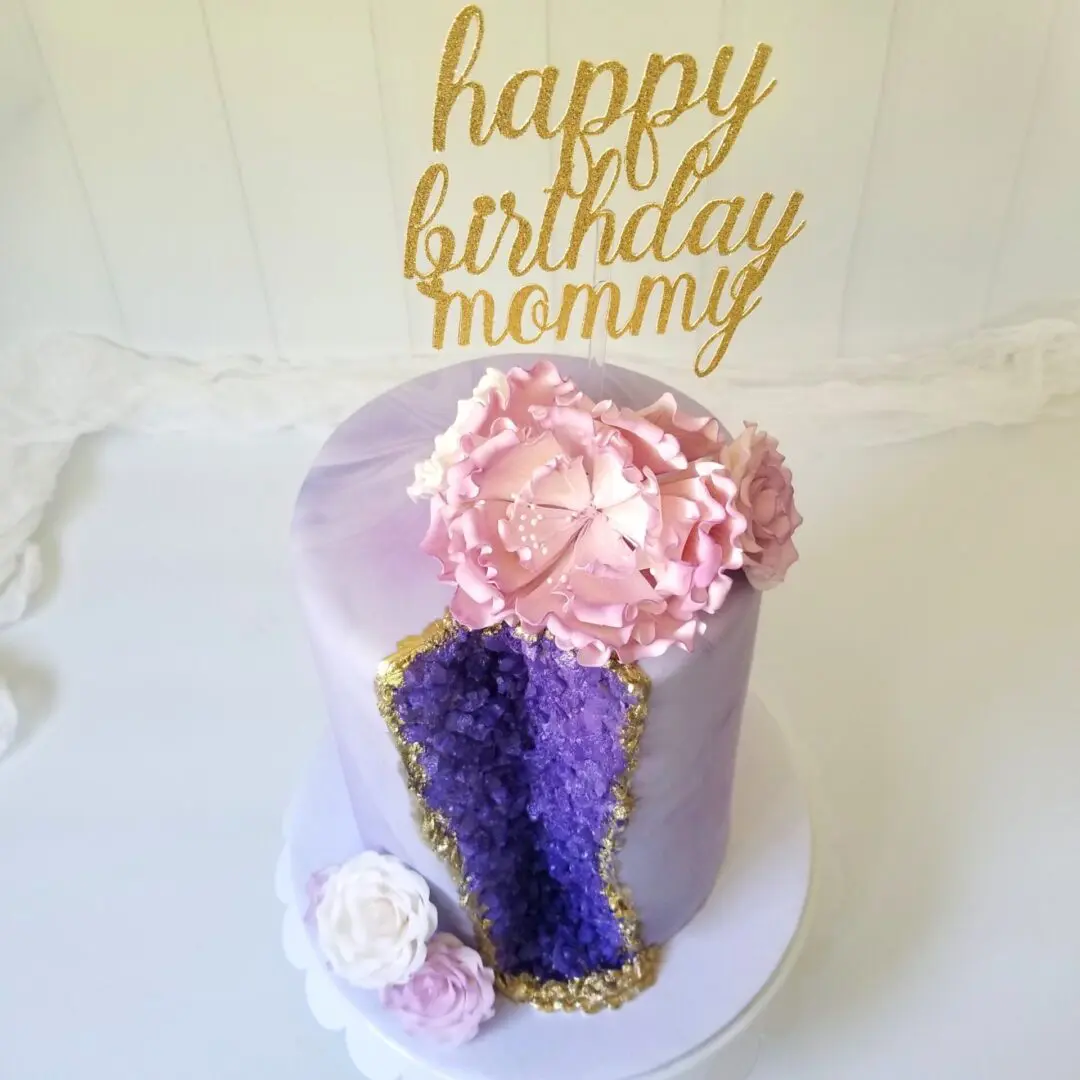 Violet flower cut Girl Birthday Cake