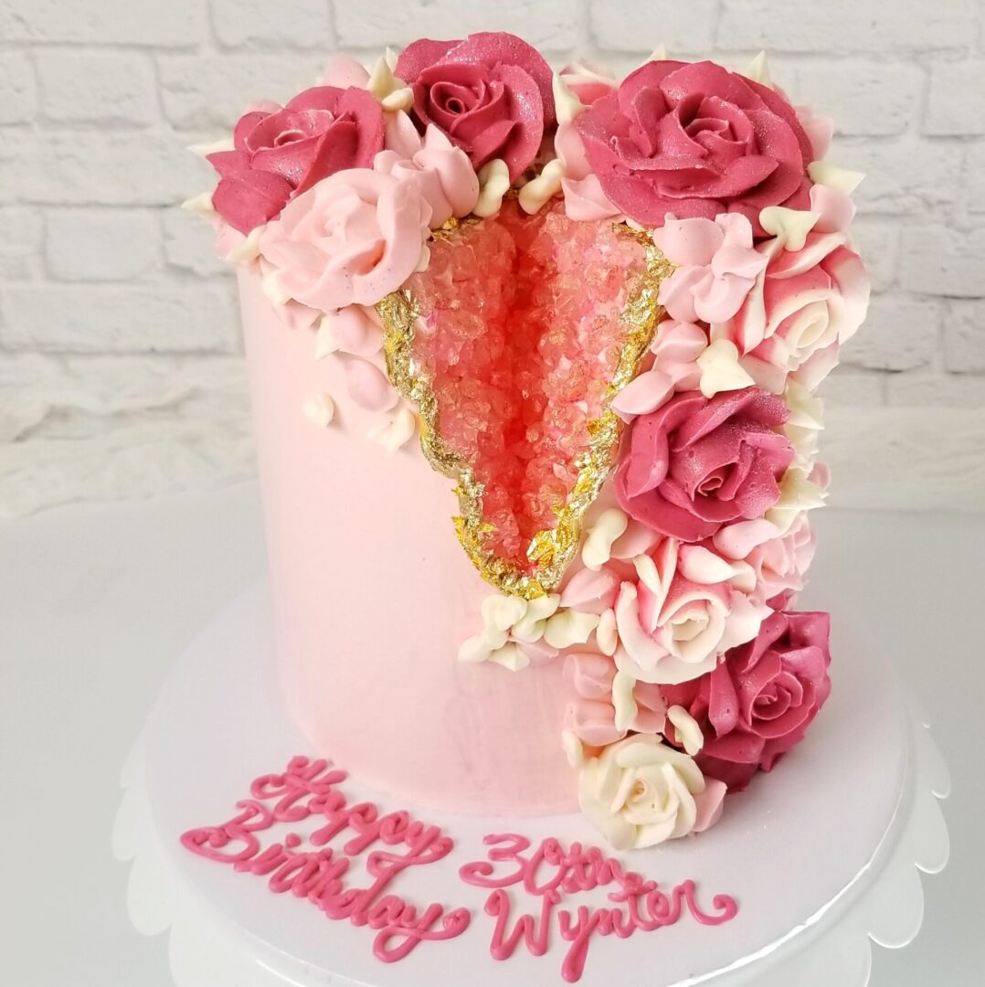 Pink rose cut Girl Birthday Cake