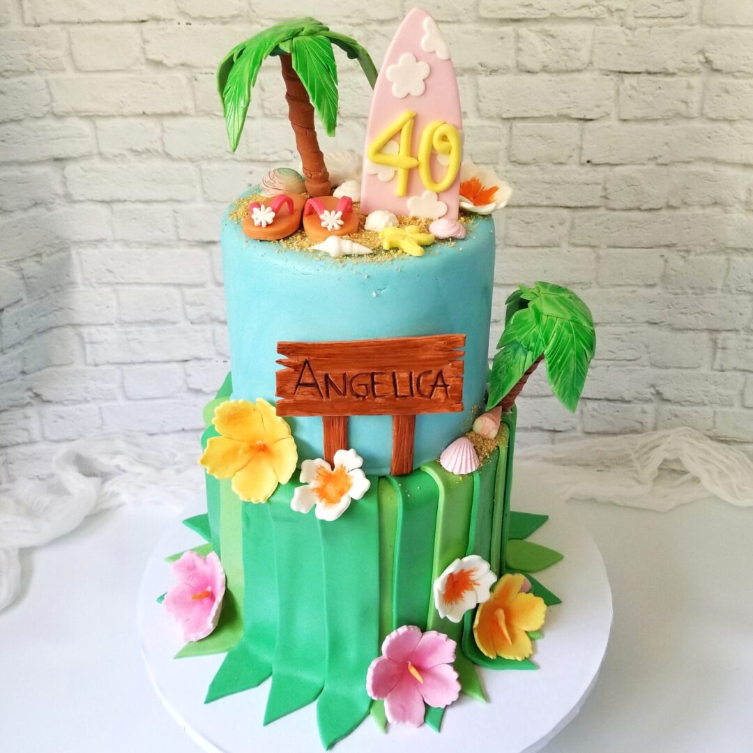 Two tier beach style Angelica Girl Birthday Cake