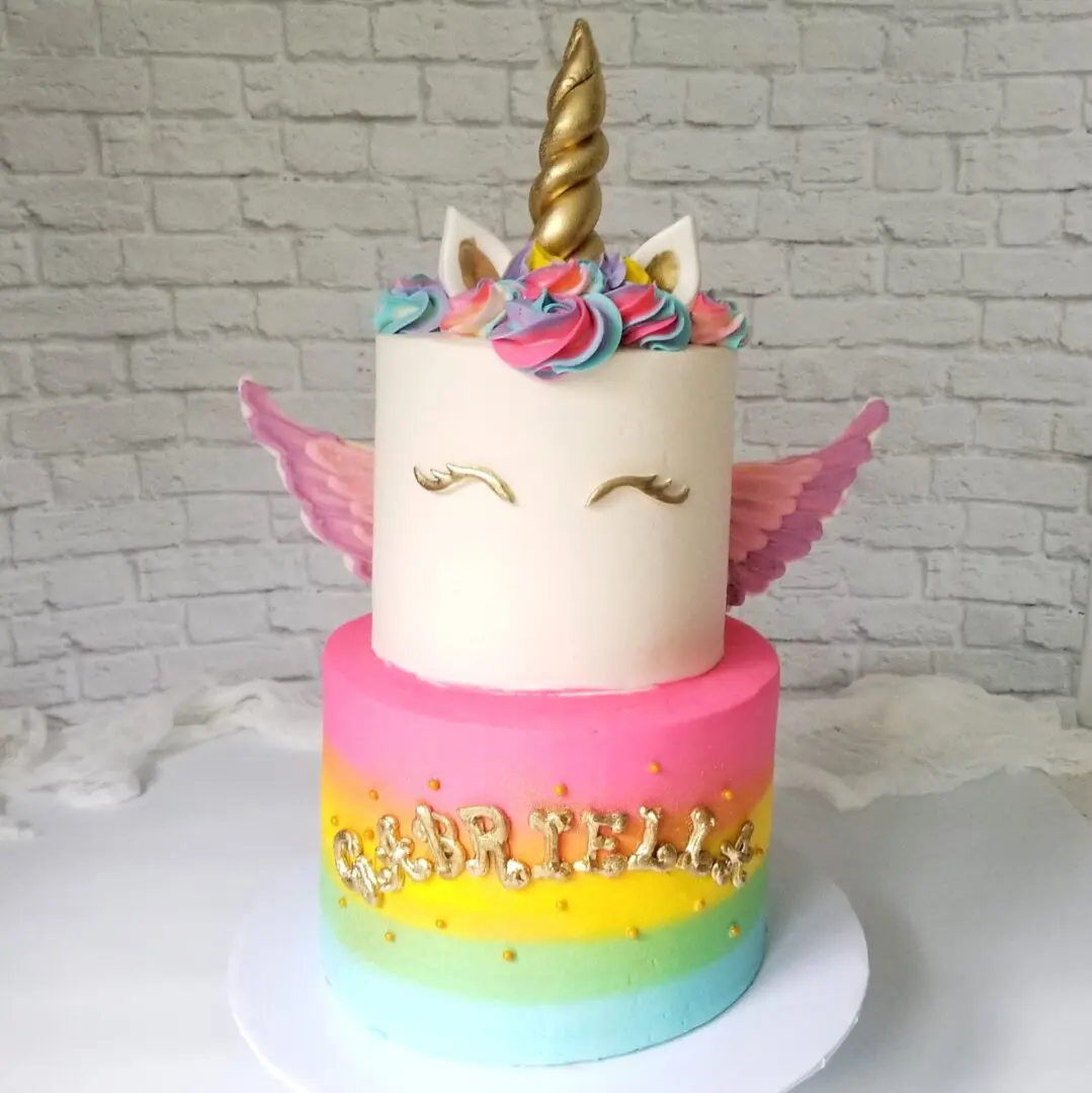 Two tier pink and white Girl Birthday Cake
