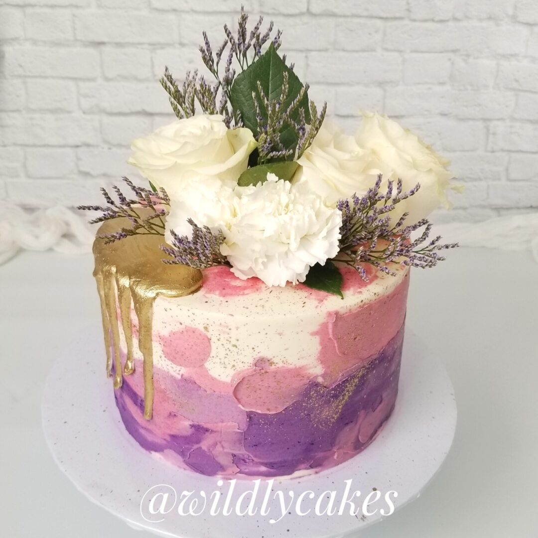 White flower and leaf Girl Birthday Cake