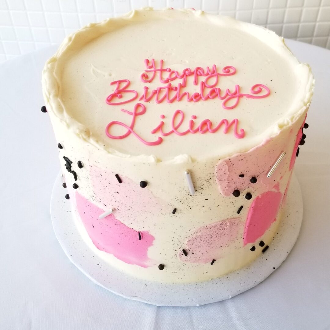 White and pink Lilian Girl Birthday Cake