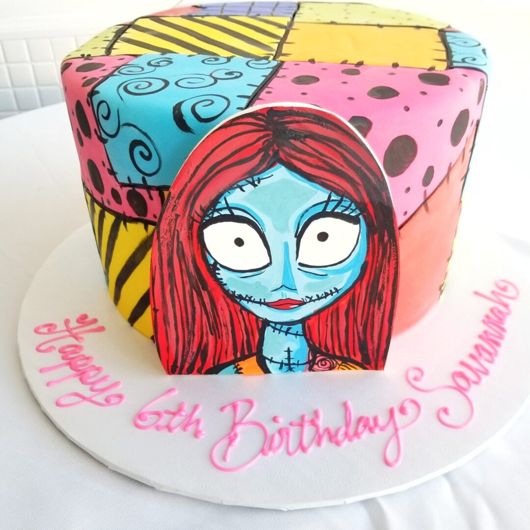Colorful court with woman face Girl Birthday Cake