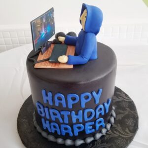 Working on computer Harper Boy Birthday Cake