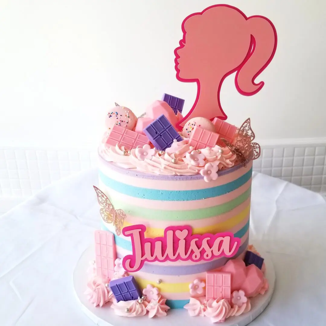 Pink theme Julissa Girl Birthday Cake