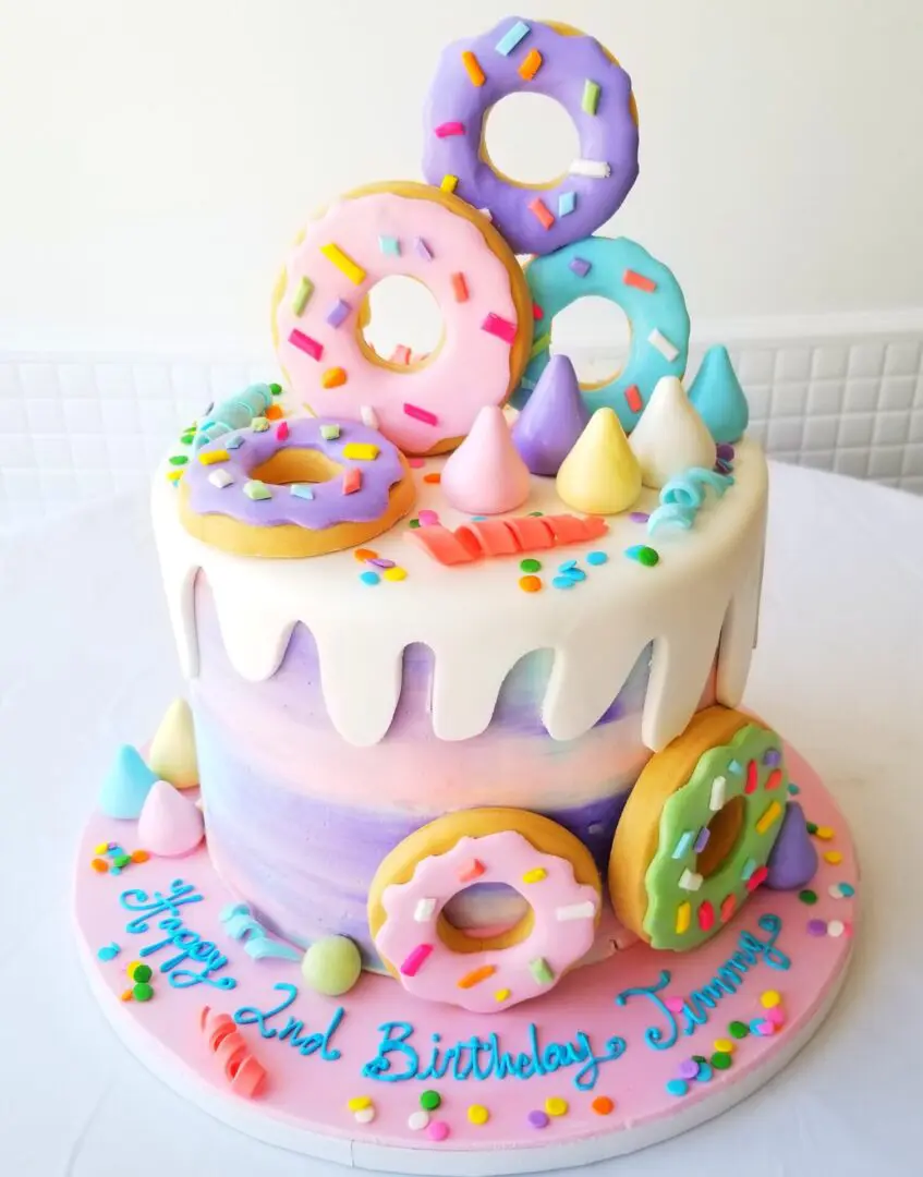 Colorful donut sprinkle Girl Birthday Cake
