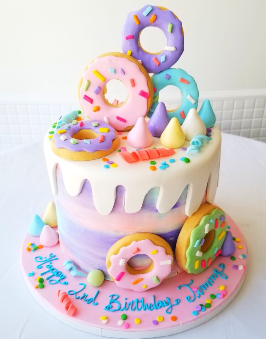 Donut sprinkle Girl Birthday Cake