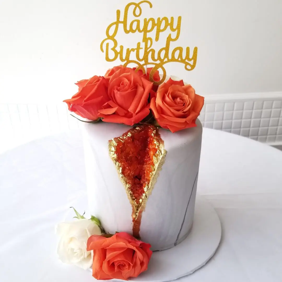 Mrabel cake iwth rose cut Girl Birthday Cake