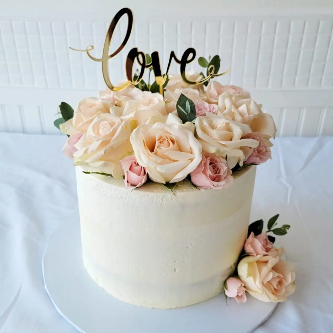 White rose flower Girl Birthday Cake
