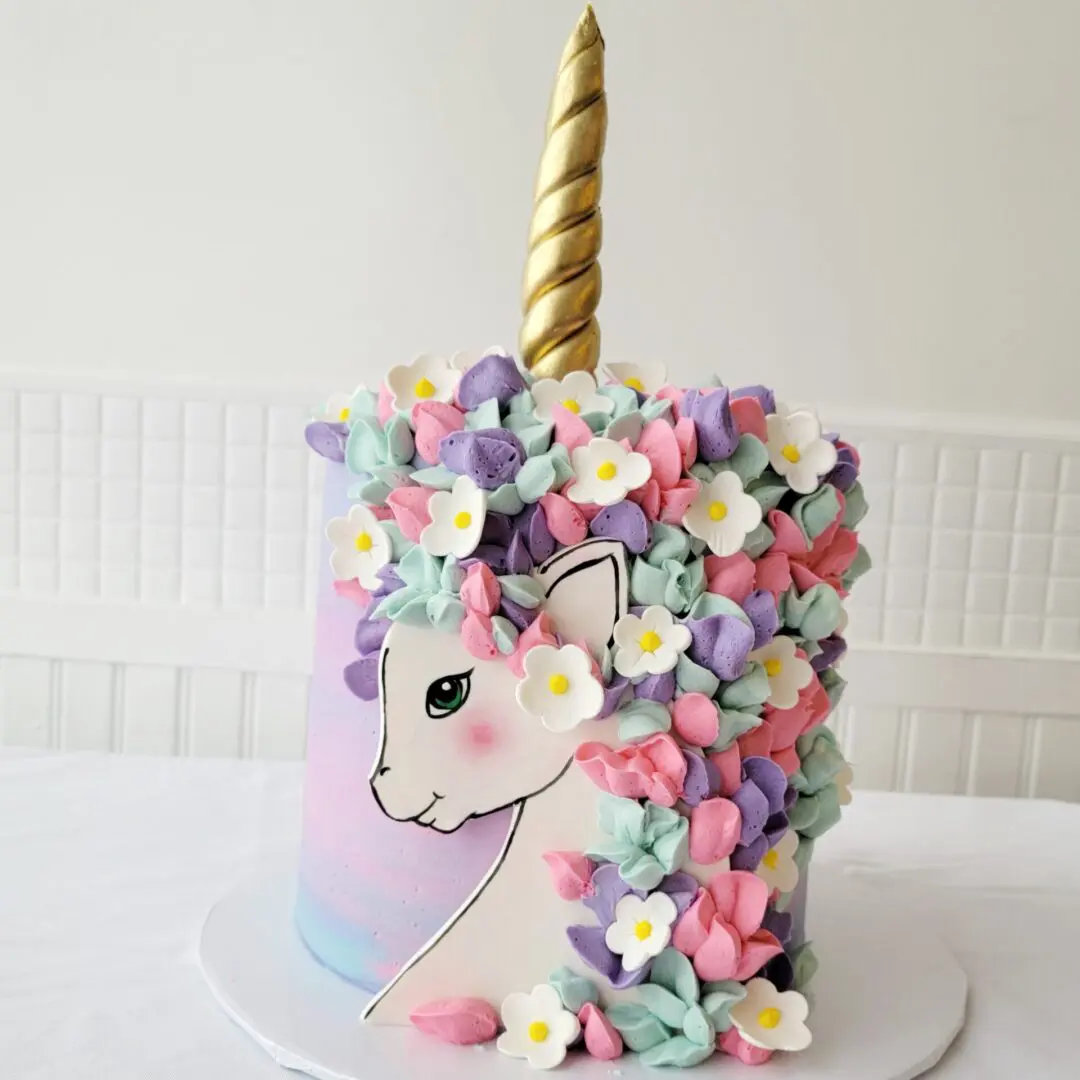 Animal face flower decorated Girl Birthday Cake