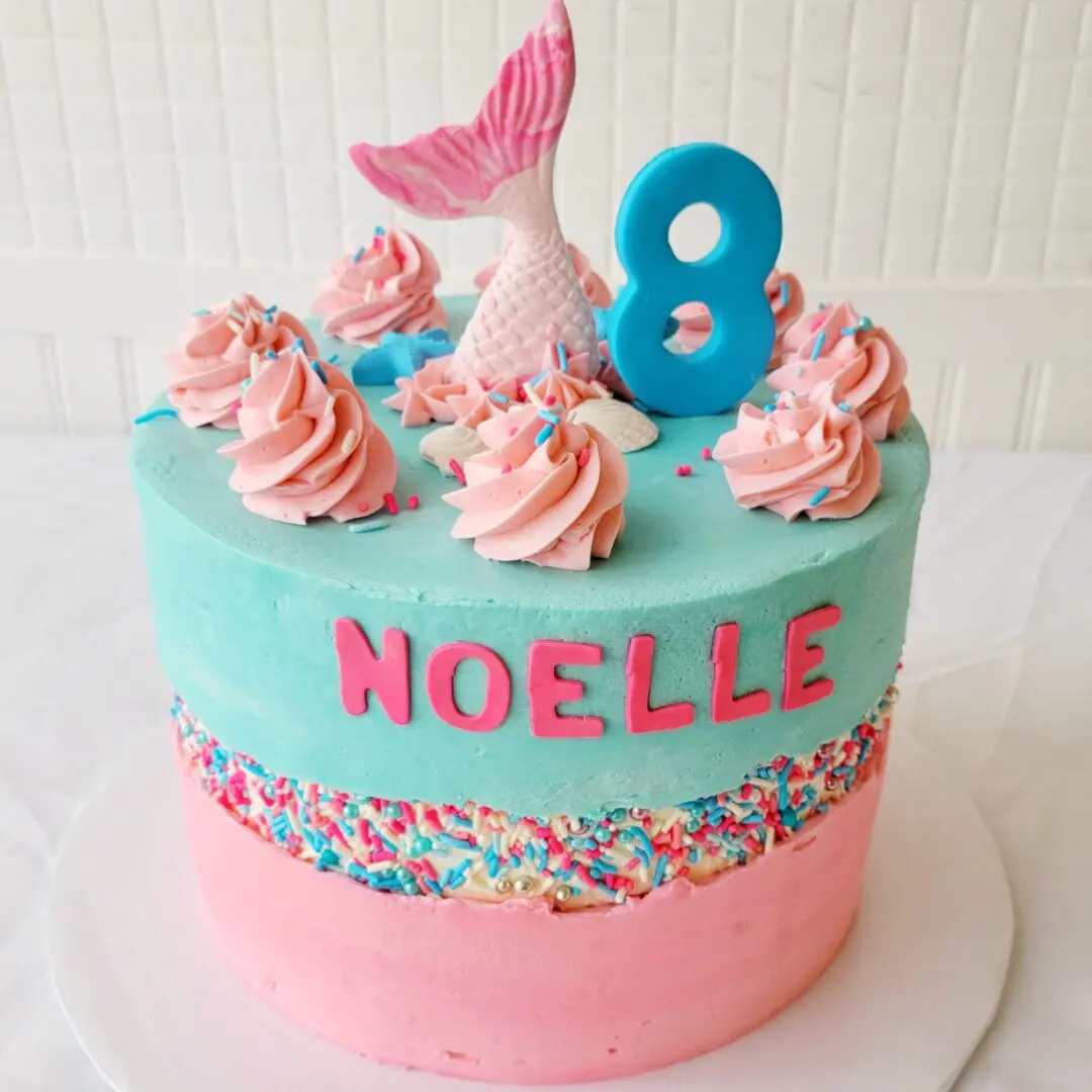 Flower and fish 8th Noelle Girl Birthday Cake