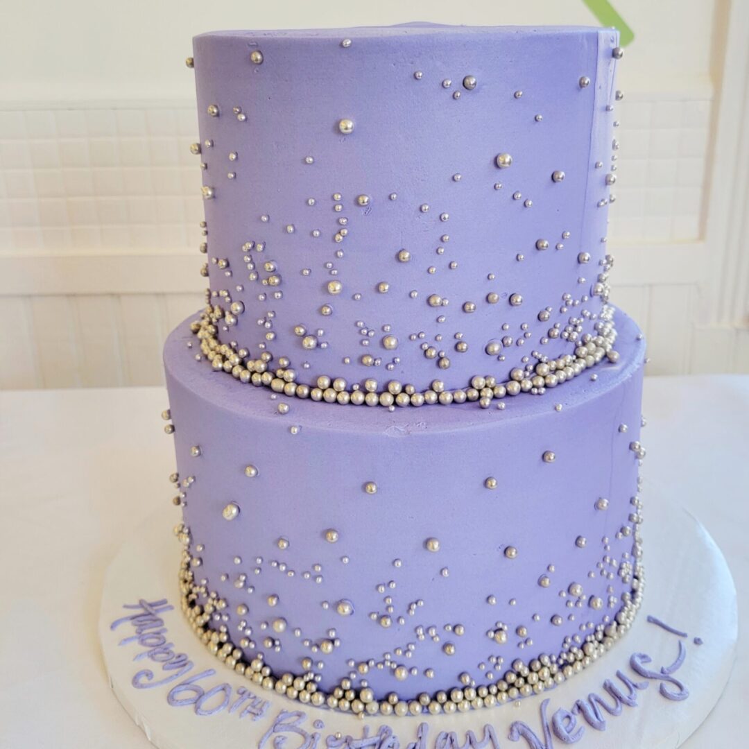 Two tier volet with silver sprinkle Girl Birthday Cake