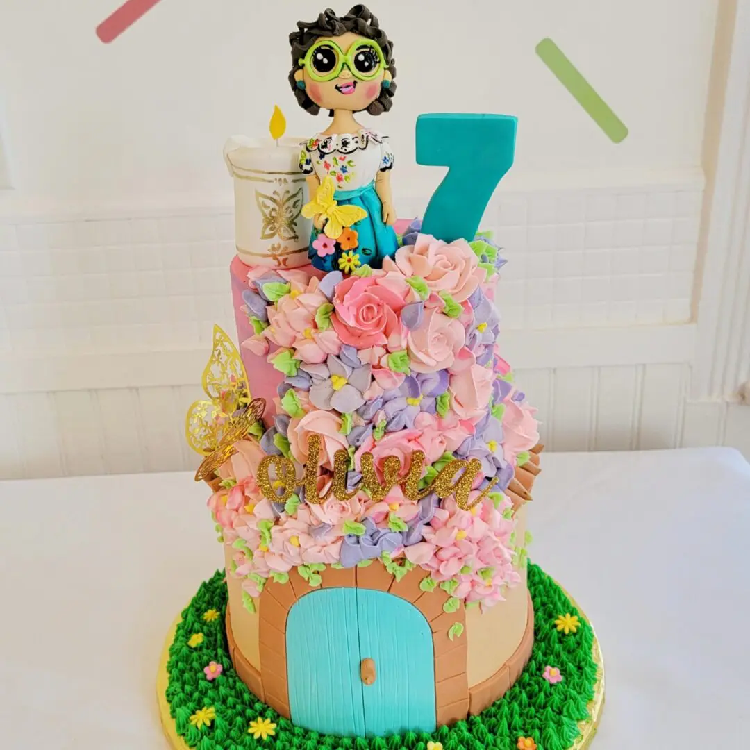 Two tier girl standing 7th Girl Birthday Cake