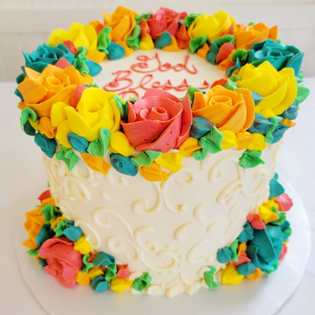 Colorful flower Girl Birthday Cake