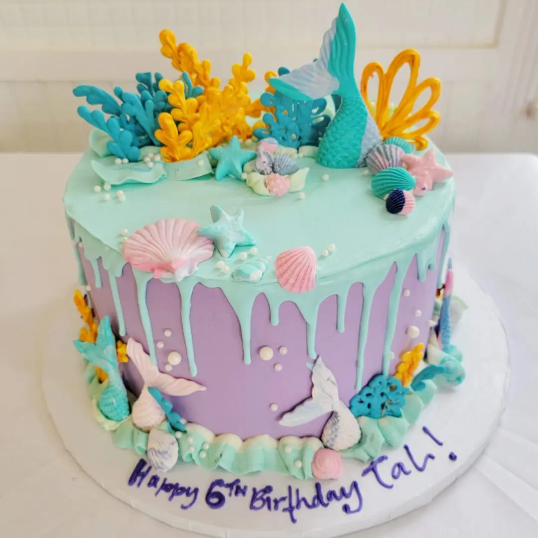 Sea theme 6th Girl Birthday Cake
