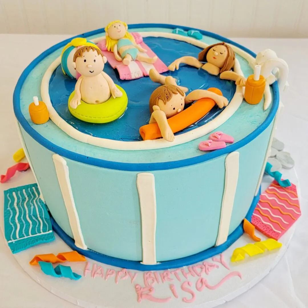 Swimming pool theme Girl Birthday Cake