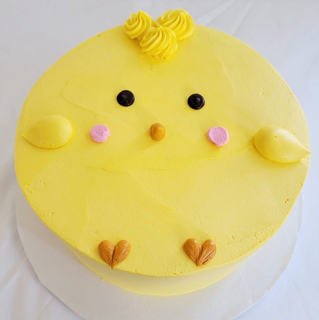 Yellow round Girl Birthday Cake
