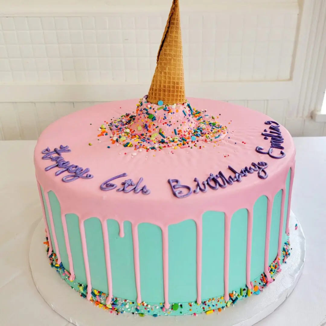 Cone with sprinkle Girl Birthday Cake