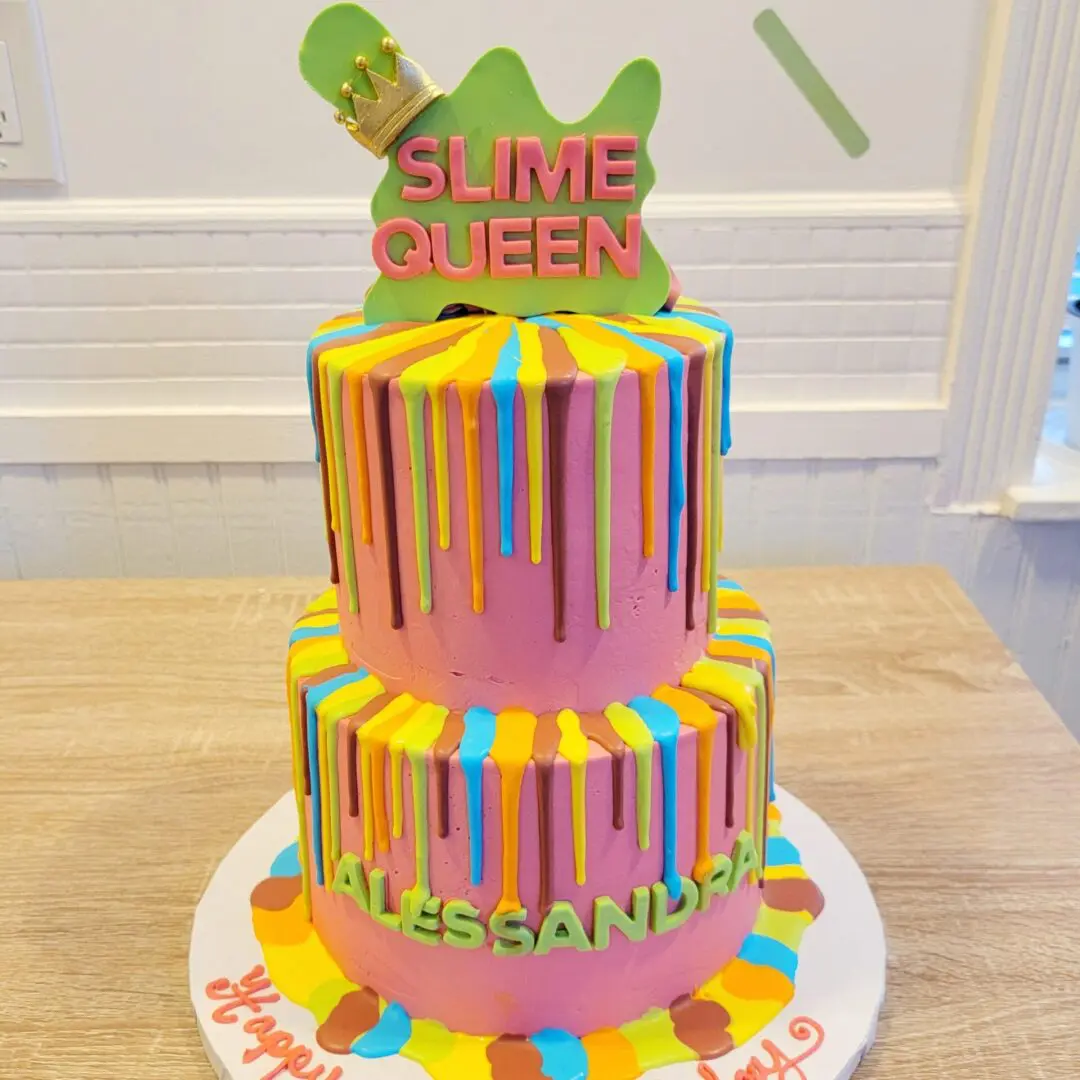Two tier slime queen Girl Birthday Cake