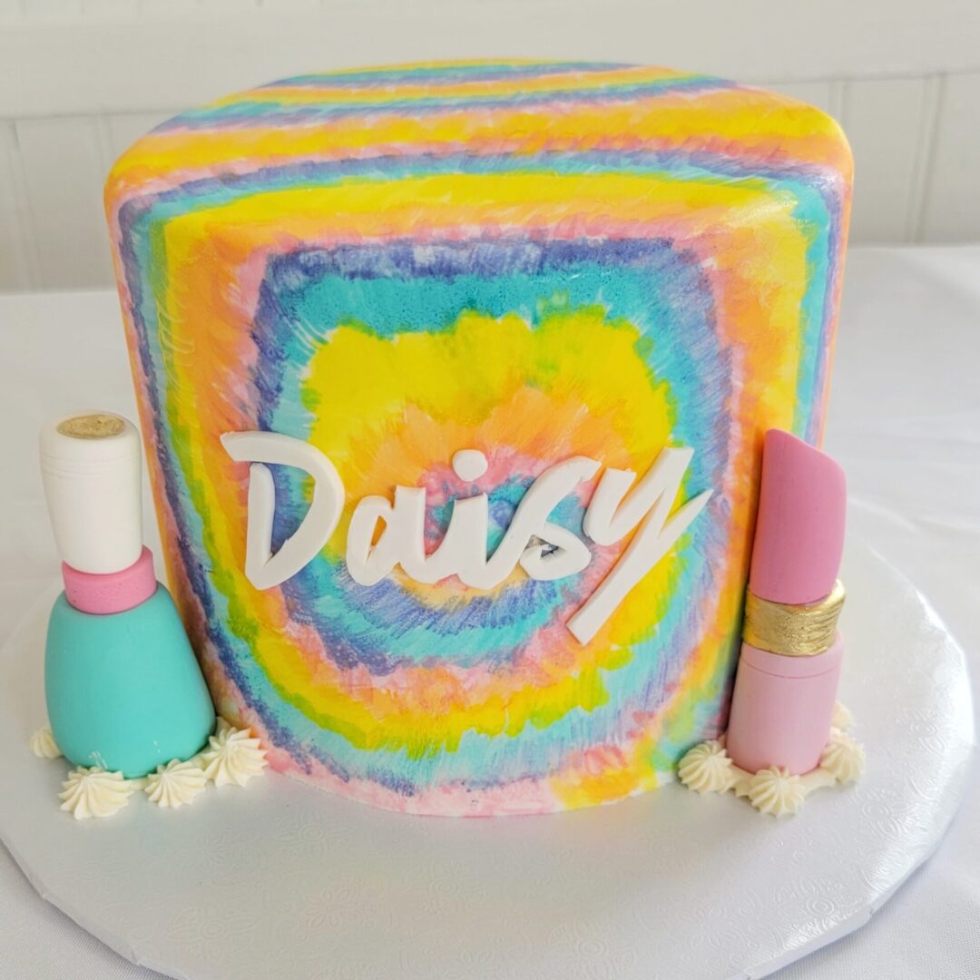 Lipstick and nail polish Daisy Girl Birthday Cake